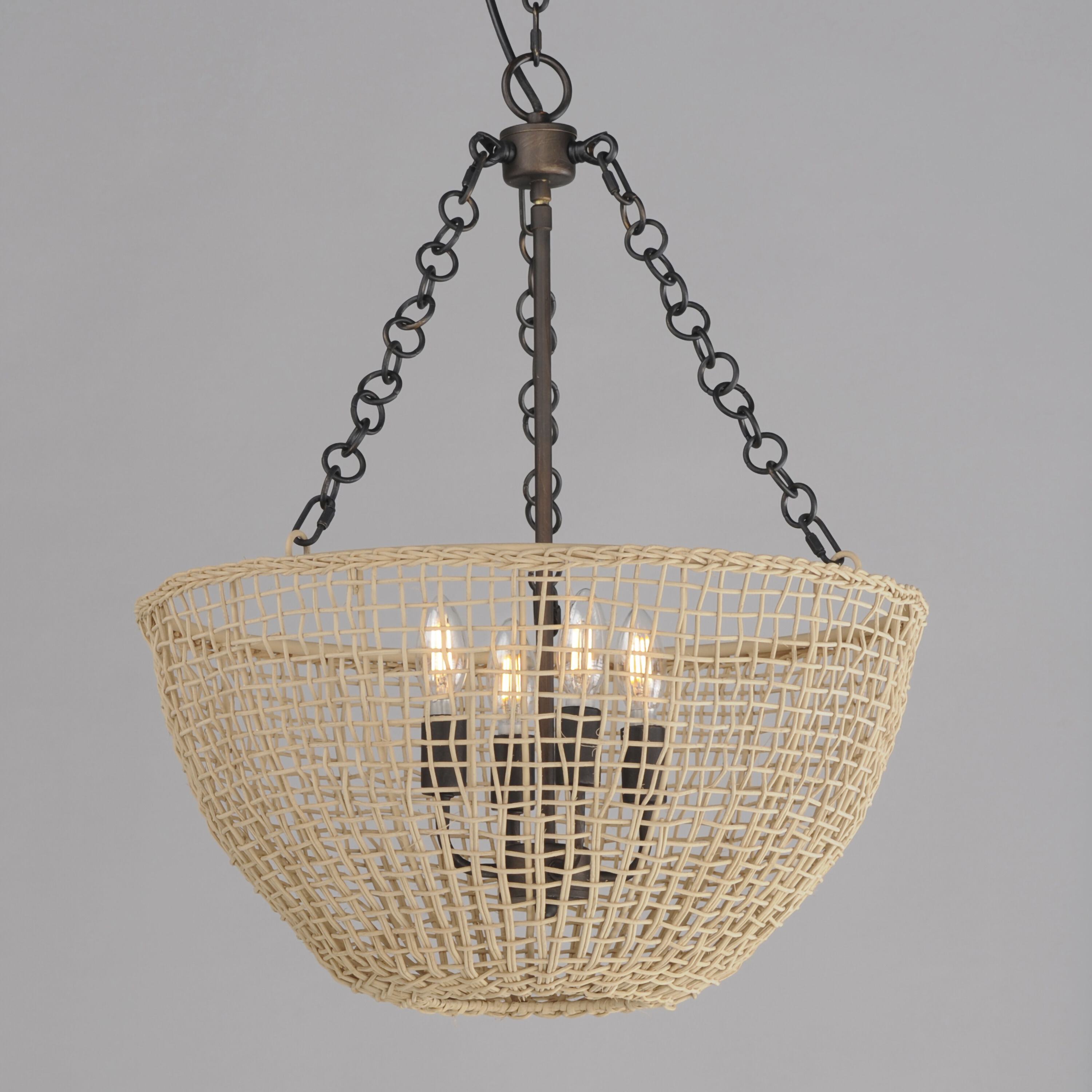 Cestino 4 Light 21 inch Antique Bronze Invert Bowl Pendant Ceiling Light