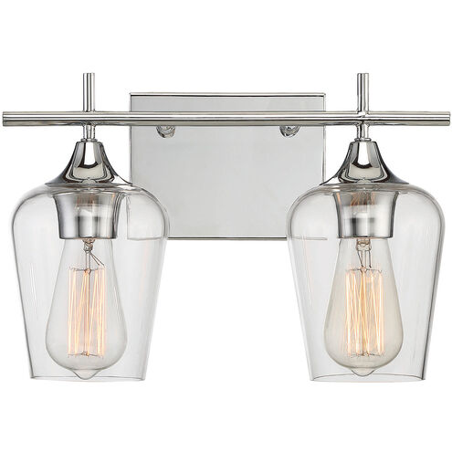 Octave 2 Light 13.75 inch Polished Chrome Bathroom Vanity Light Wall Light, Essentials