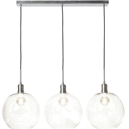 Luca 3 Light 37.5 inch Polished Nickel and Clear and Black Pendant Ceiling Light