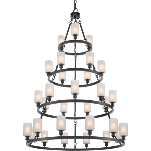 Ballston Saloon LED 50 inch Matte Black Chandelier Ceiling Light in Matte White Glass