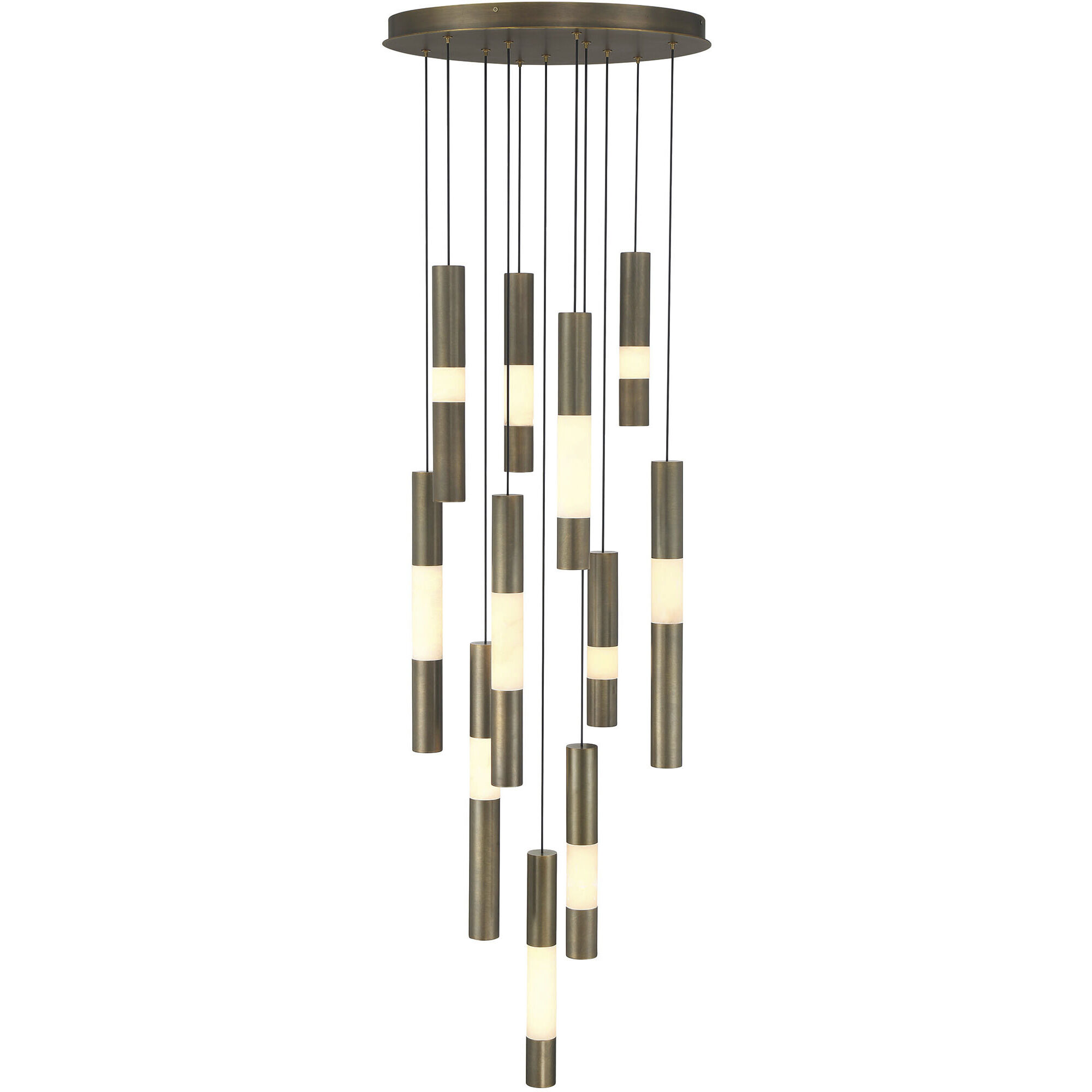Ronda LED 20 inch Weathered Brass Multi Drop Chandelier Ceiling Light