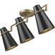 Reeva 3 Light 29.13 inch Modern Brass Semi-Flush Mount Ceiling Light in Matte Black