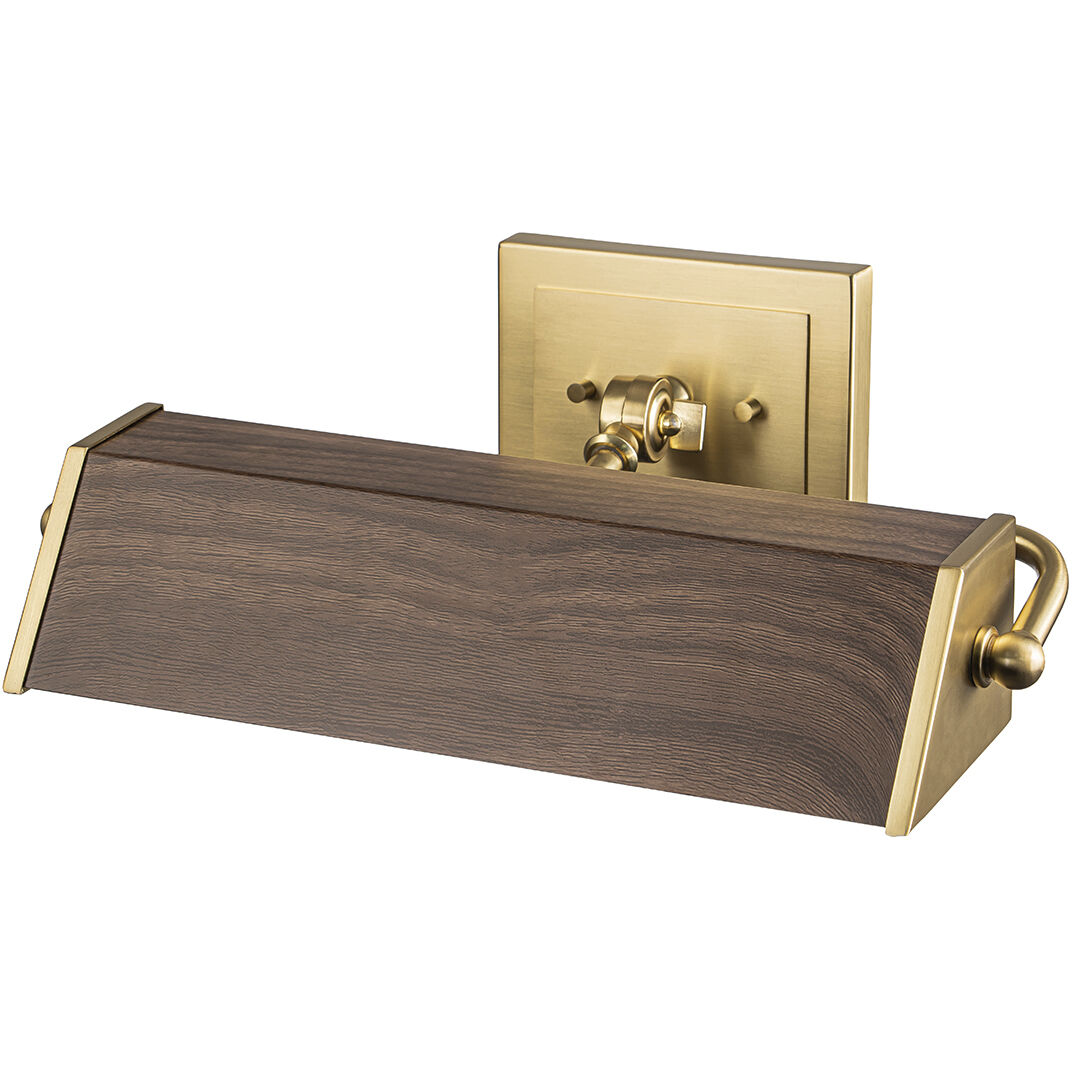Cade 80 watt 16 inch Wood Finish with Brush Brass Picture Light Wall Light