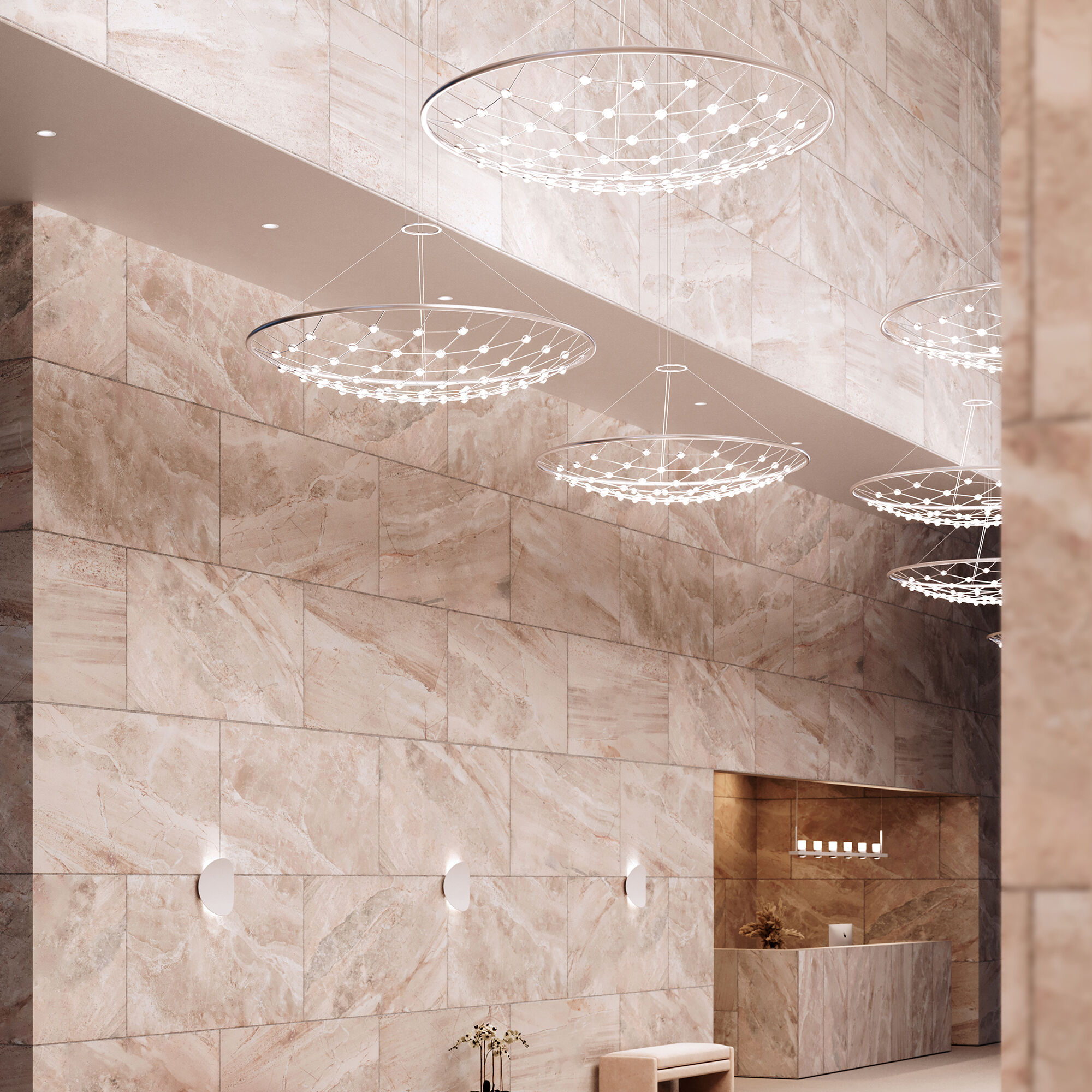 Constellation Galaxy Matrix LED 61 inch Bright Satin Aluminum Pendant Ceiling Light