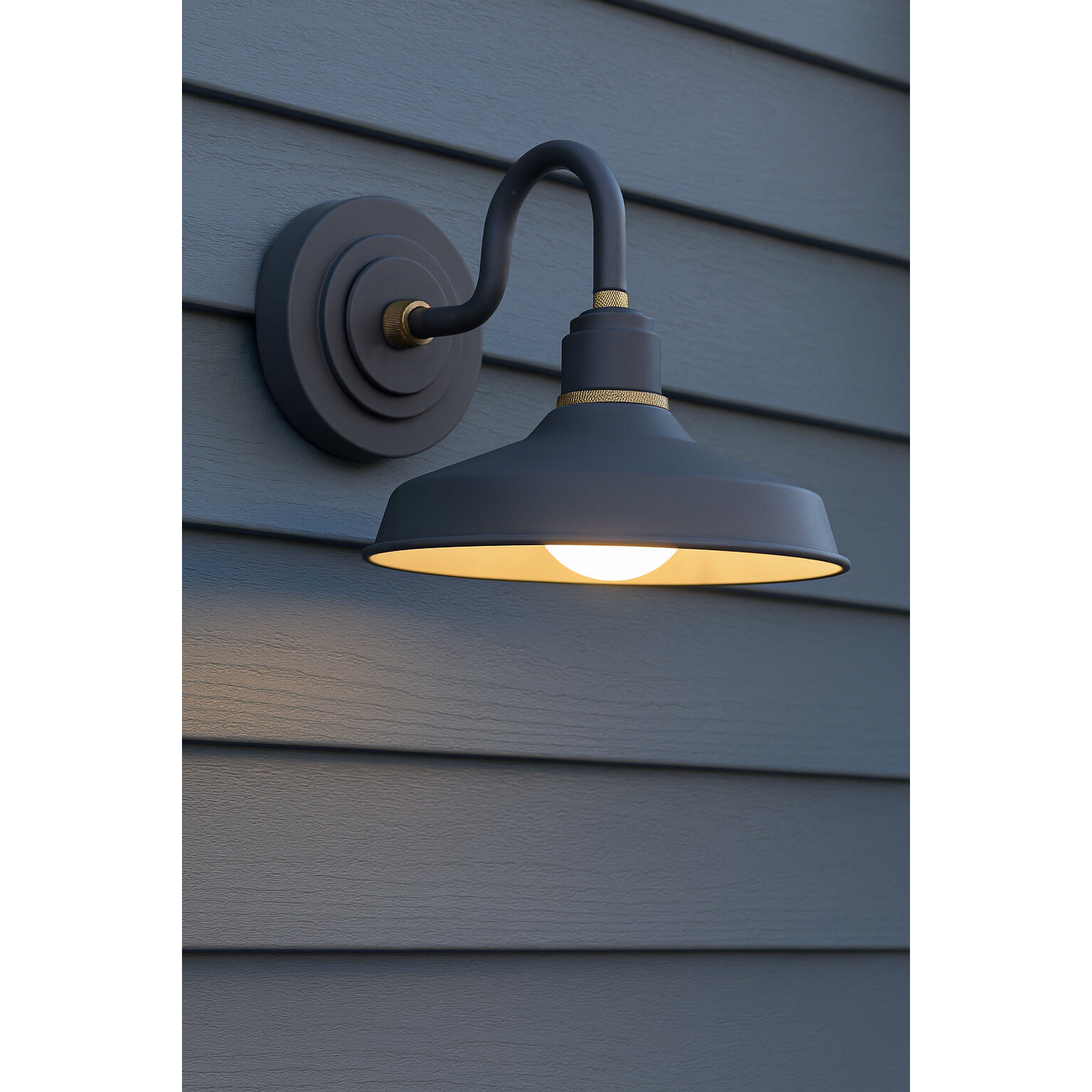 Foundry Classic Outdoor Barn Light in Dark Matte Grey, Gooseneck