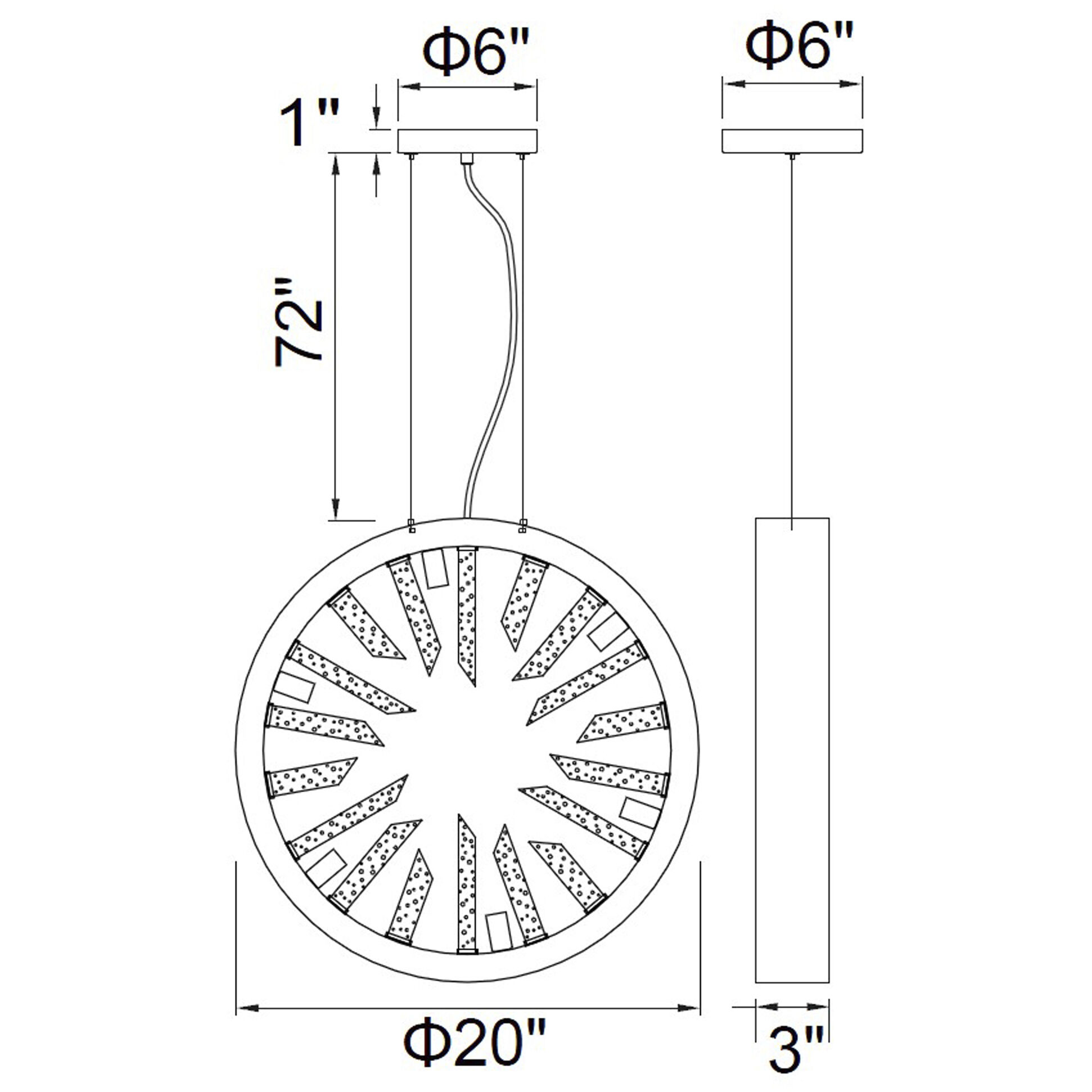 Spiked 6 Light 3 inch Polished Nickel Chandelier Ceiling Light
