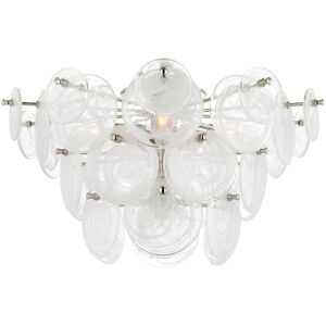 Visual Comfort Signature Collection AERIN Loire LED 21 inch Polished Nickel Tiered Flush Mount Ceiling Light in White Strie Glass, Large ARN4451PN-WSG - Open Box