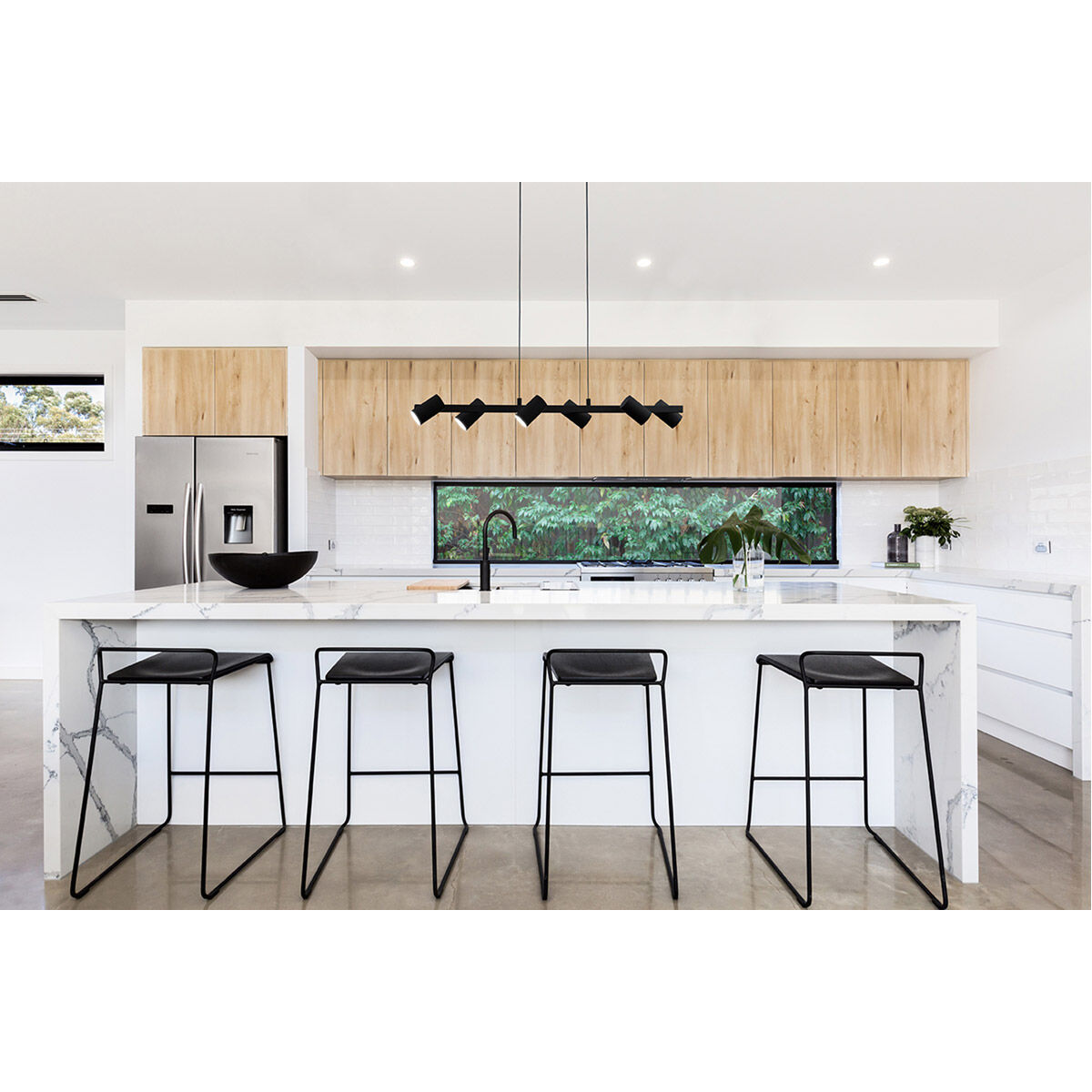 Gatuela LED 45.67 inch Black Linear Pendant Ceiling Light