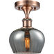 Ballston Fenton LED 7 inch Antique Copper Semi-Flush Mount Ceiling Light in Plated Smoke Glass, Ballston