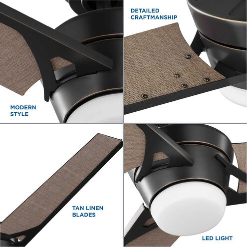 Kasota 56 inch Oil Rubbed Bronze with Tan Linen Blades Outdoor Ceiling Fan