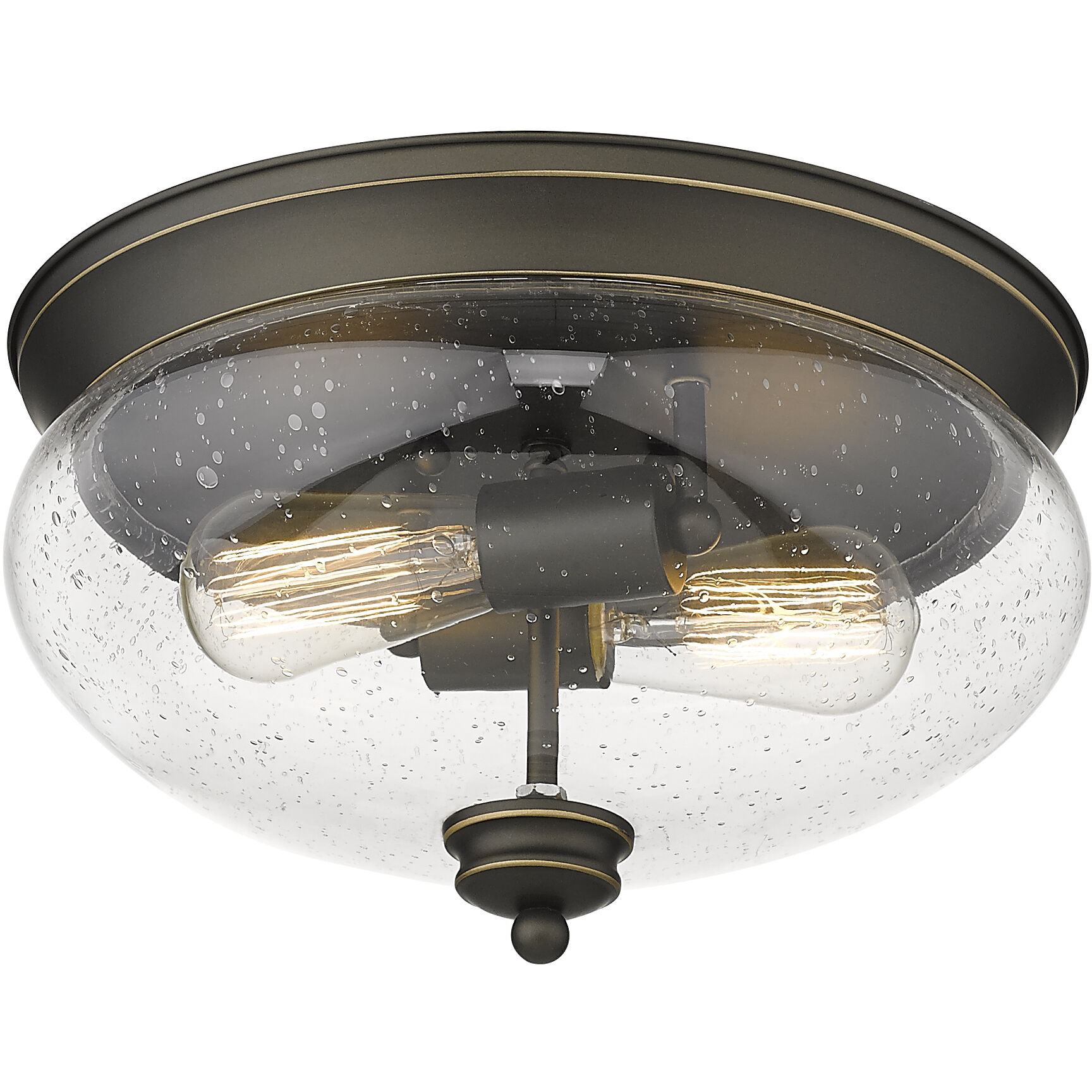 Amon 2 Light 13 inch Olde Bronze Flush Mount Ceiling Light in Clear Seedy Glass, 3.3