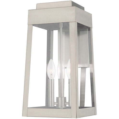 Oslo 3 Light 16 inch Brushed Nickel Outdoor Wall Lantern
