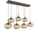Nova LED LED Burnished Bronze Linear Pendant Ceiling Light in 2700K LED, Zircon Inner - Bronze Outer, Multi-Pendant