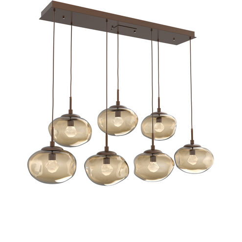 Nova LED LED Burnished Bronze Linear Pendant Ceiling Light in 2700K LED, Zircon Inner - Bronze Outer, Multi-Pendant