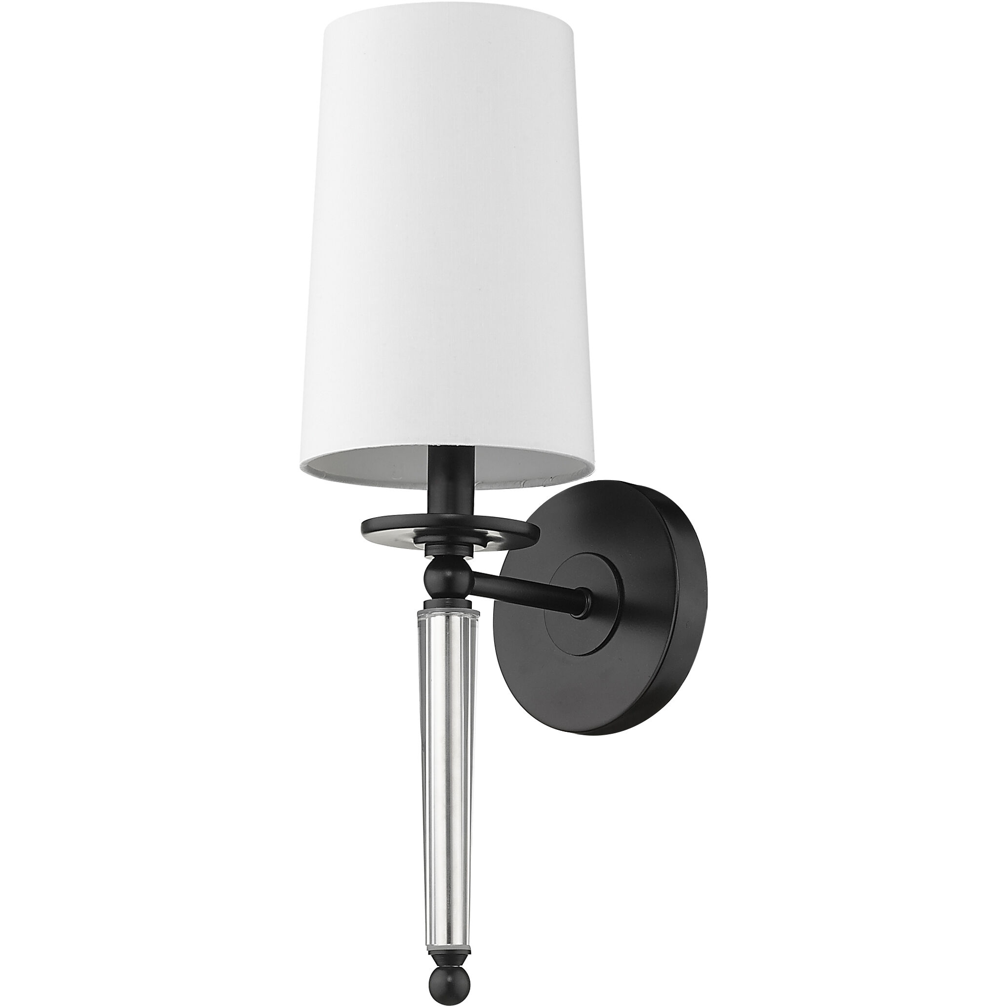 Avery 1 Light 5.5 inch Matte Black Wall Sconce Wall Light in White Fabric