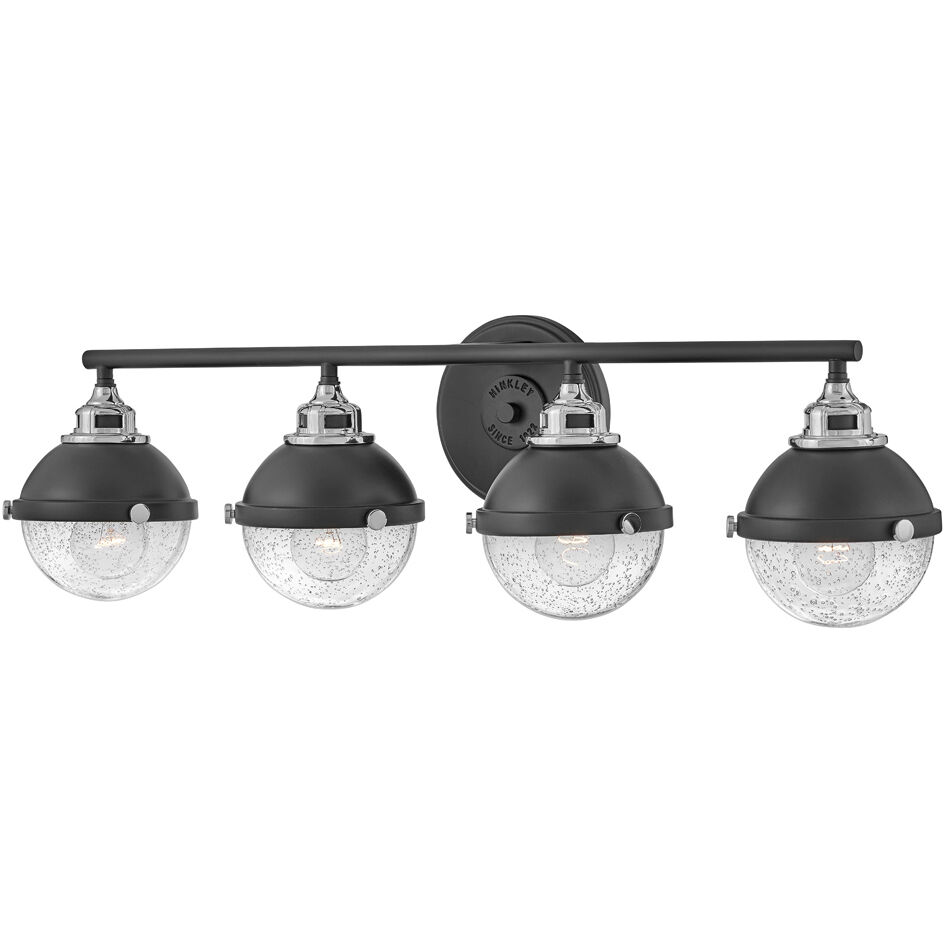 Fletcher 4 Light 32 inch Black with Chrome Vanity Light Wall Light in Black/Chrome