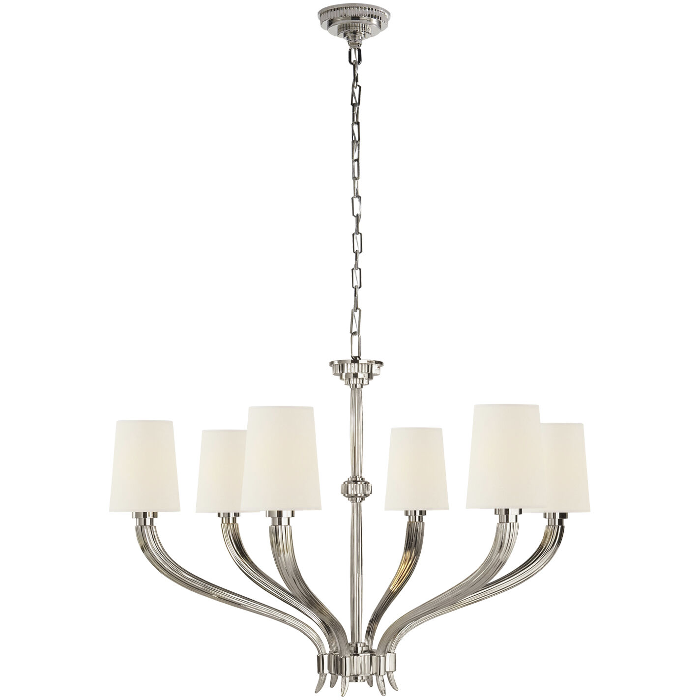 Chapman & Myers Ruhlmann 6 Light 35.25 inch Polished Nickel Chandelier Ceiling Light in Linen, Large