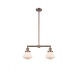 Franklin Restoration Olean 2 Light 22 inch Antique Copper Island Light Ceiling Light in Matte White Glass, Franklin Restoration