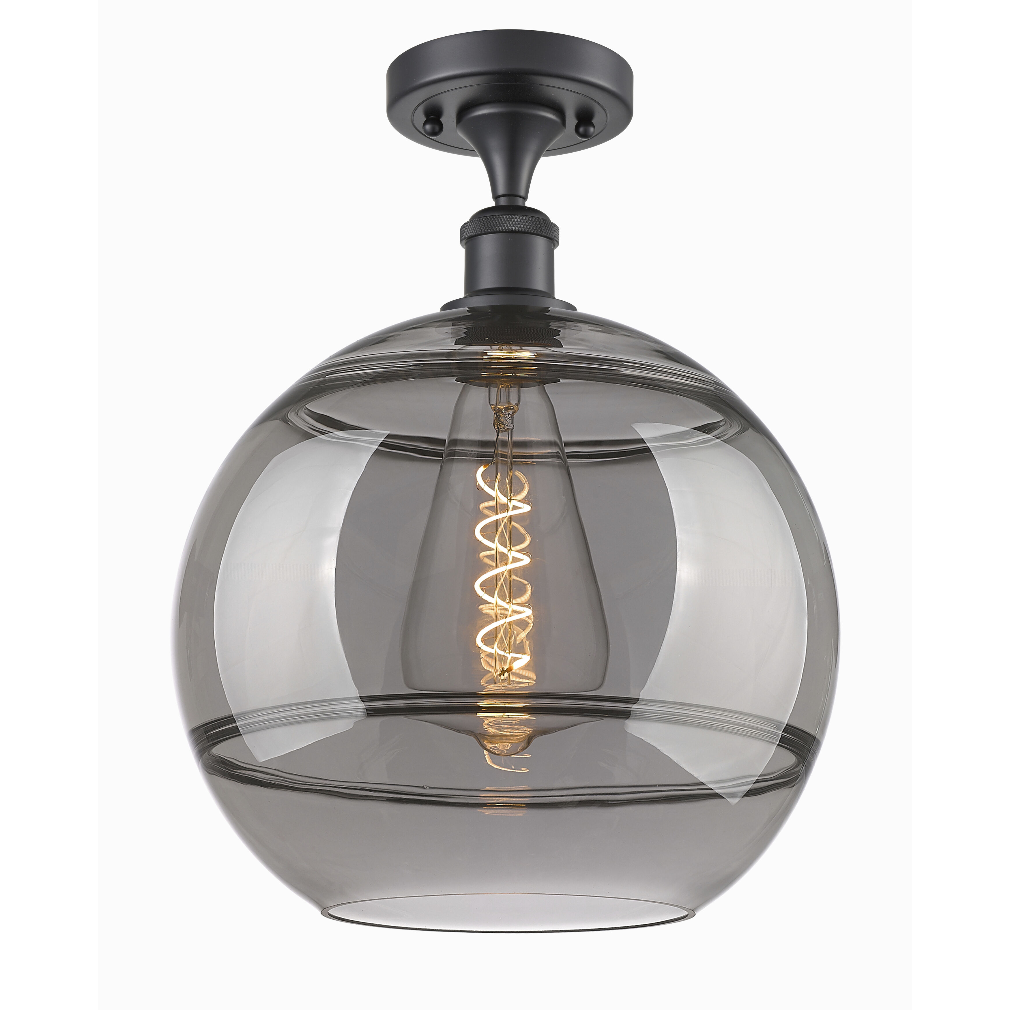 Ballston Rochester 1 Light 12 inch Matte Black Semi-Flush Mount Ceiling Light