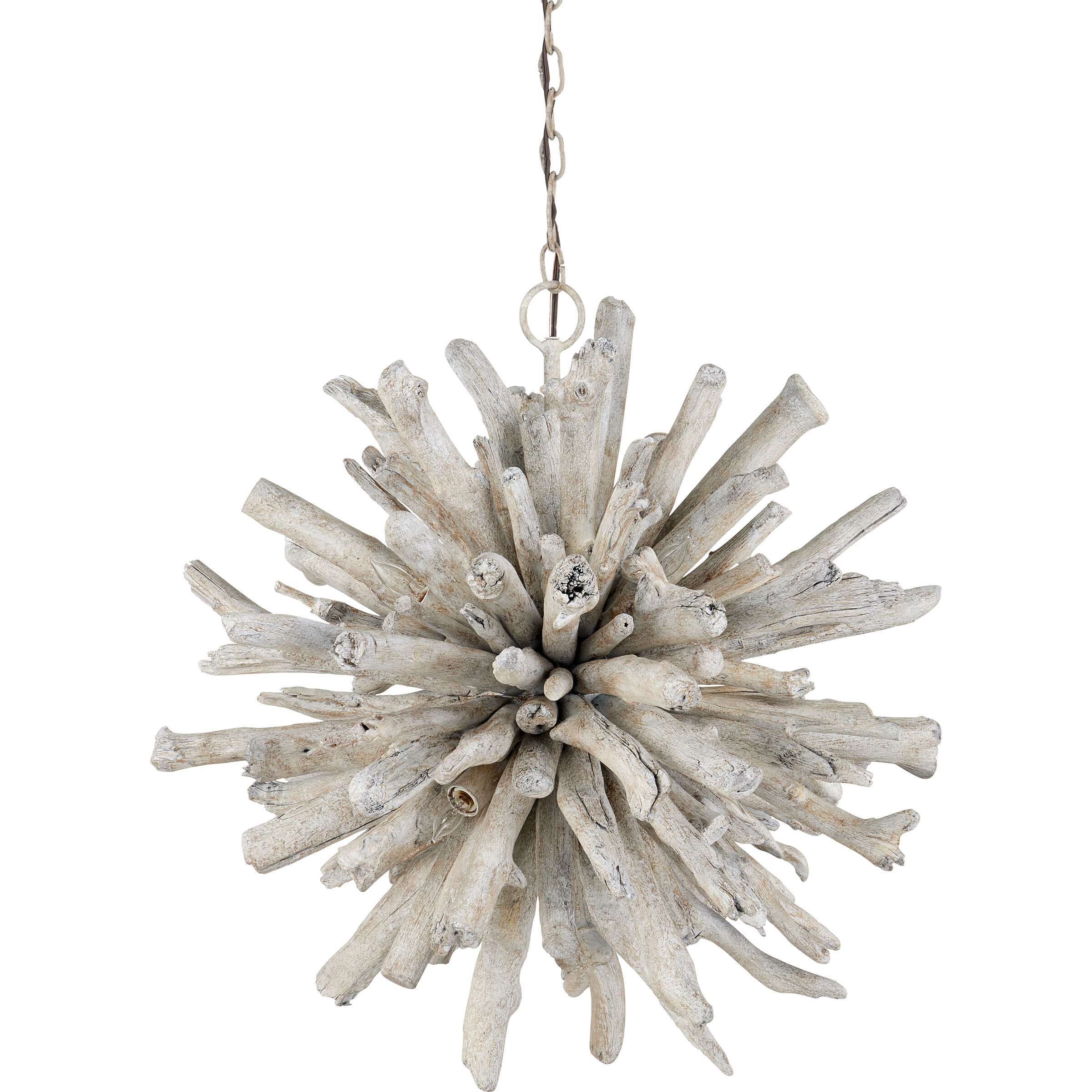 Kuka 6 Light 25 inch Whitewashed Driftwood Pendant Ceiling Light, Marjorie Skouras Collection