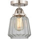Nouveau 2 Chatham LED 6 inch Brushed Satin Nickel Semi-Flush Mount Ceiling Light in Clear Glass