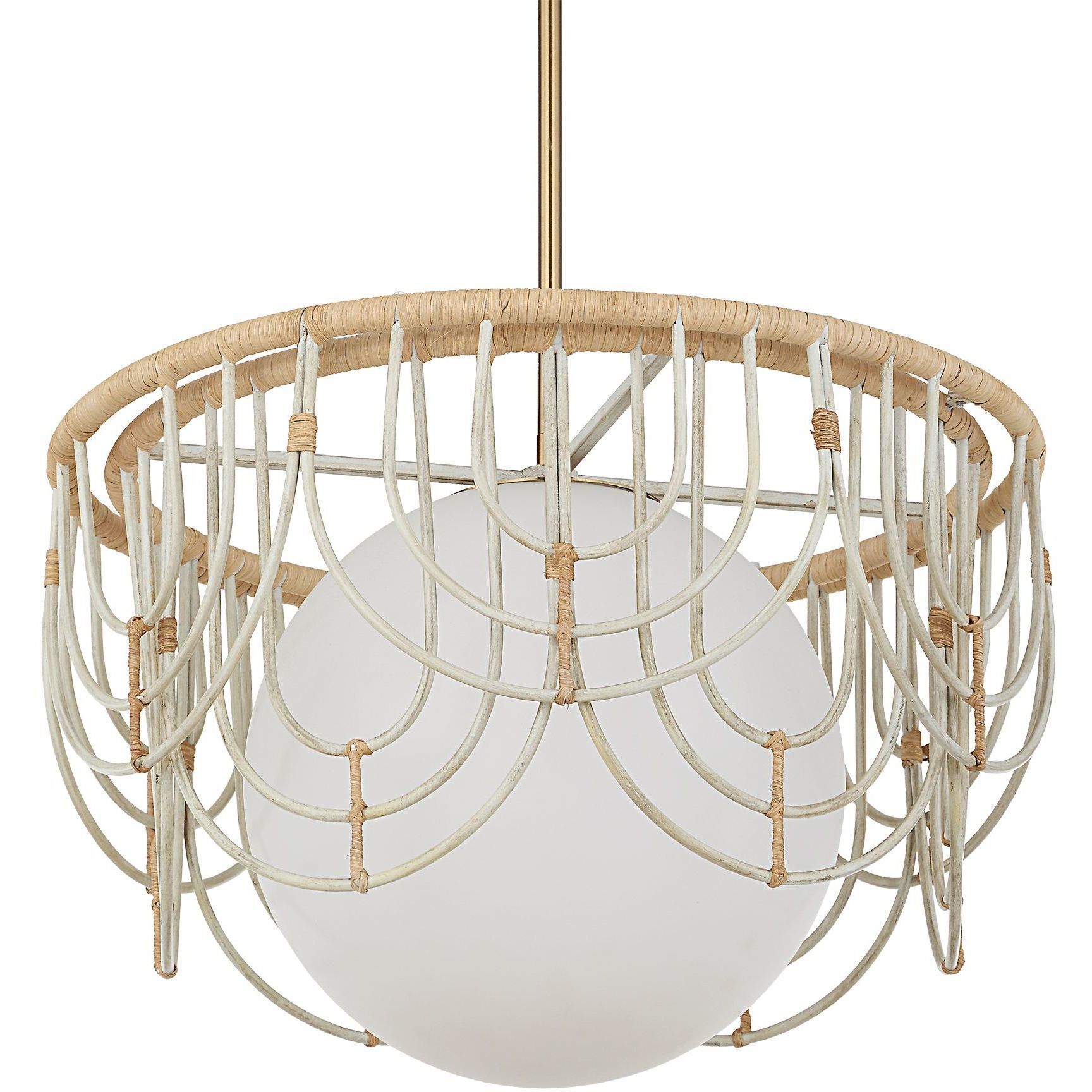 Arches 1 Light 20 inch Warm White and Natural Rattan Pendant Ceiling Light