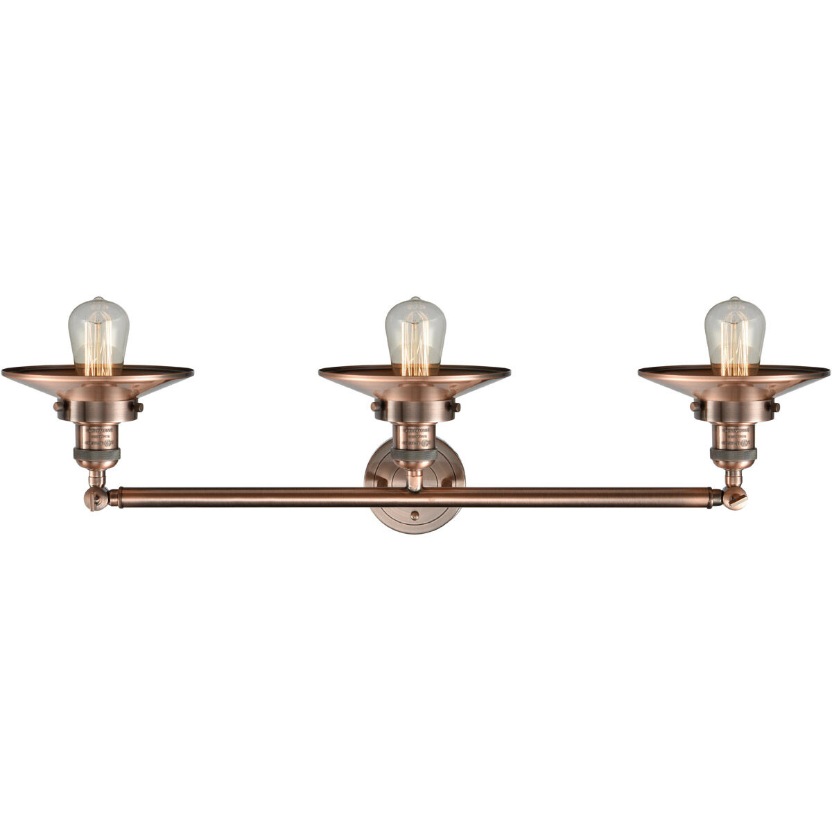 Franklin Restoration Railroad LED 32 inch Antique Copper Bath Vanity Light Wall Light, Franklin Restoration