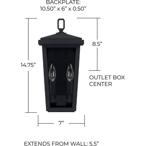 Donnelly 2 Light 15 inch Black Outdoor Wall Lantern