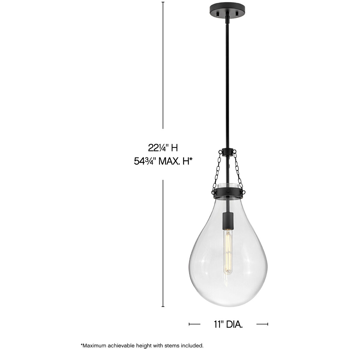 Eloise 1 Light 11 inch Black Pendant Ceiling Light