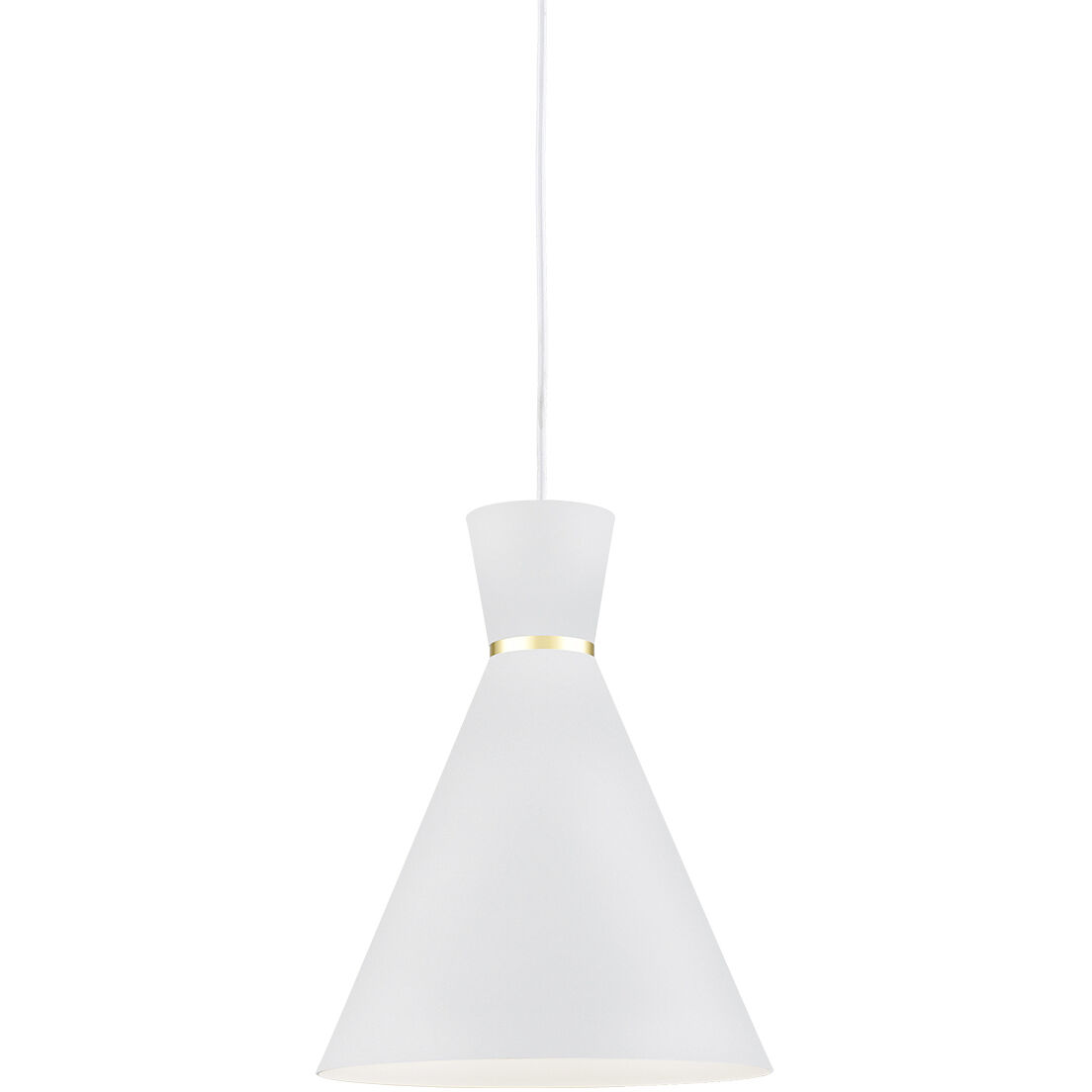 Vanderbilt Pendant Ceiling Light in White with Gold Detail
