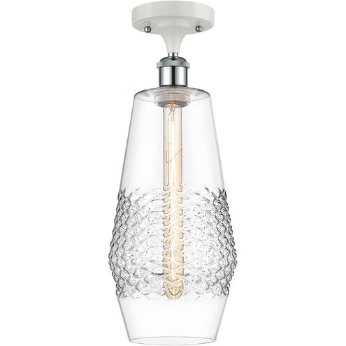 Ballston Windham LED 7 inch White and Polished Chrome Semi-Flush Mount Ceiling Light in Clear Glass