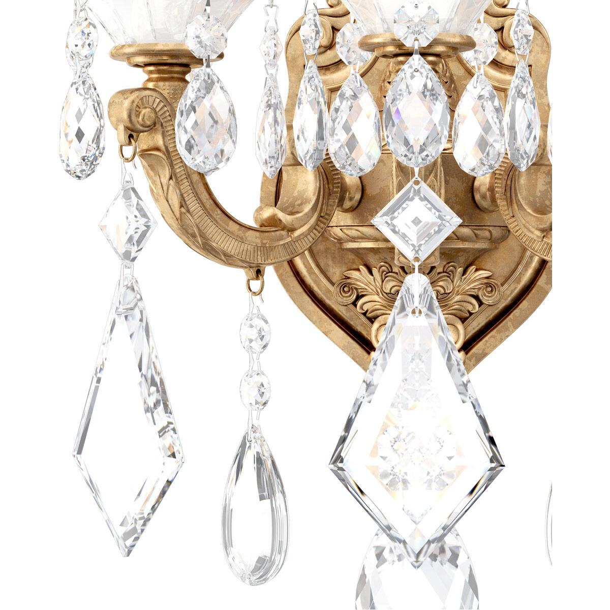 La Scala 3 Light 7.5 inch French Gold Wall Sconce Wall Light in Heritage, French Gold Cast