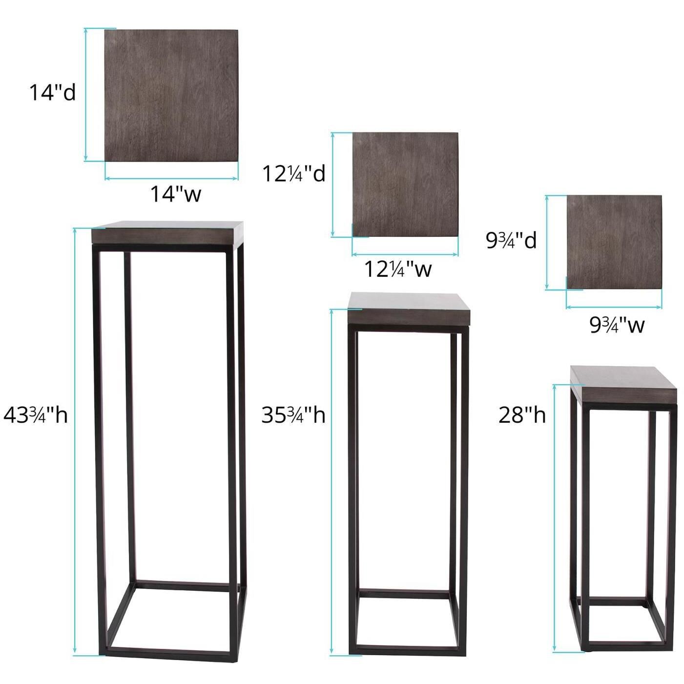 Kenton 43.75 X 14 inch Smoke Gray/Black Pedestal Set, Set of 3