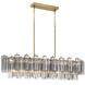 Addis 14 Light 51.75 inch Aged Brass Linear Chandelier Ceiling Light in Tronchi Glass Smoke
