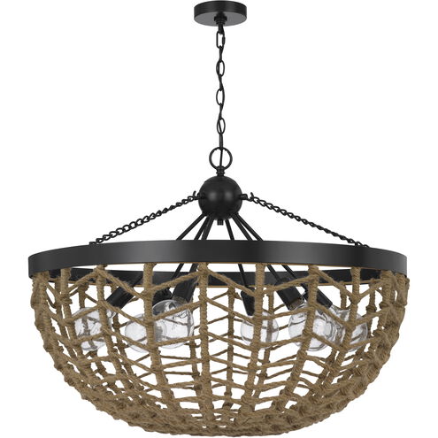 Lillington 6 Light 32 inch Burlap and Black Pendant Ceiling Light, Dome Style