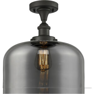 Ballston X-Large Bell LED 8 inch Oil Rubbed Bronze Semi-Flush Mount Ceiling Light in Plated Smoke Glass, Ballston