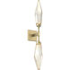 Rock Crystal LED 4.5 inch Gilded Brass Indoor Sconce Wall Light in 3000K LED, Chilled Amber, Double