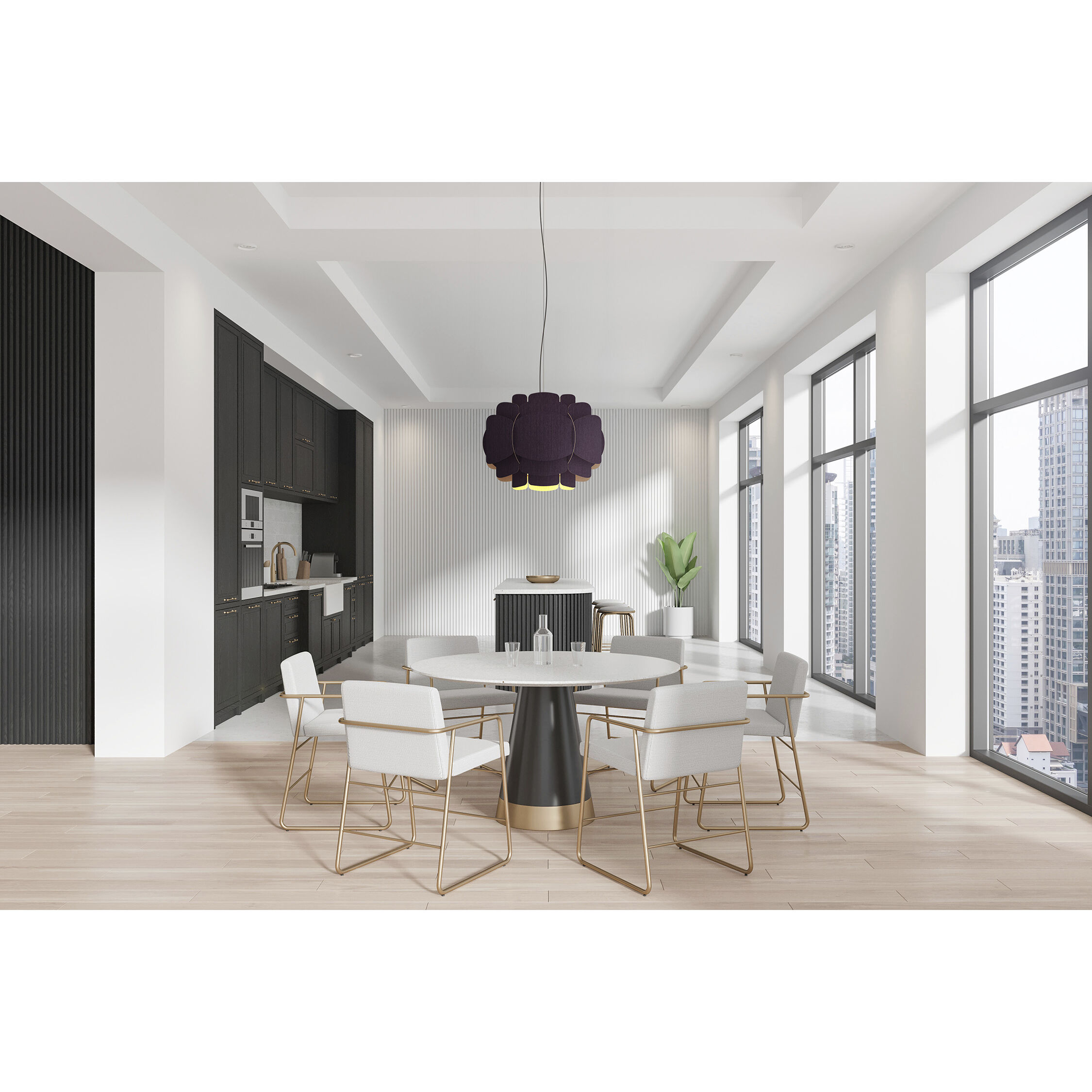 Bella 30 inch Violet Pendant Ceiling Light in Violet/Ash, WEP Collection