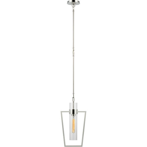 Ian K. Fowler Presidio LED 9.25 inch Polished Nickel Caged Pendant Ceiling Light in Clear Glass, Petite