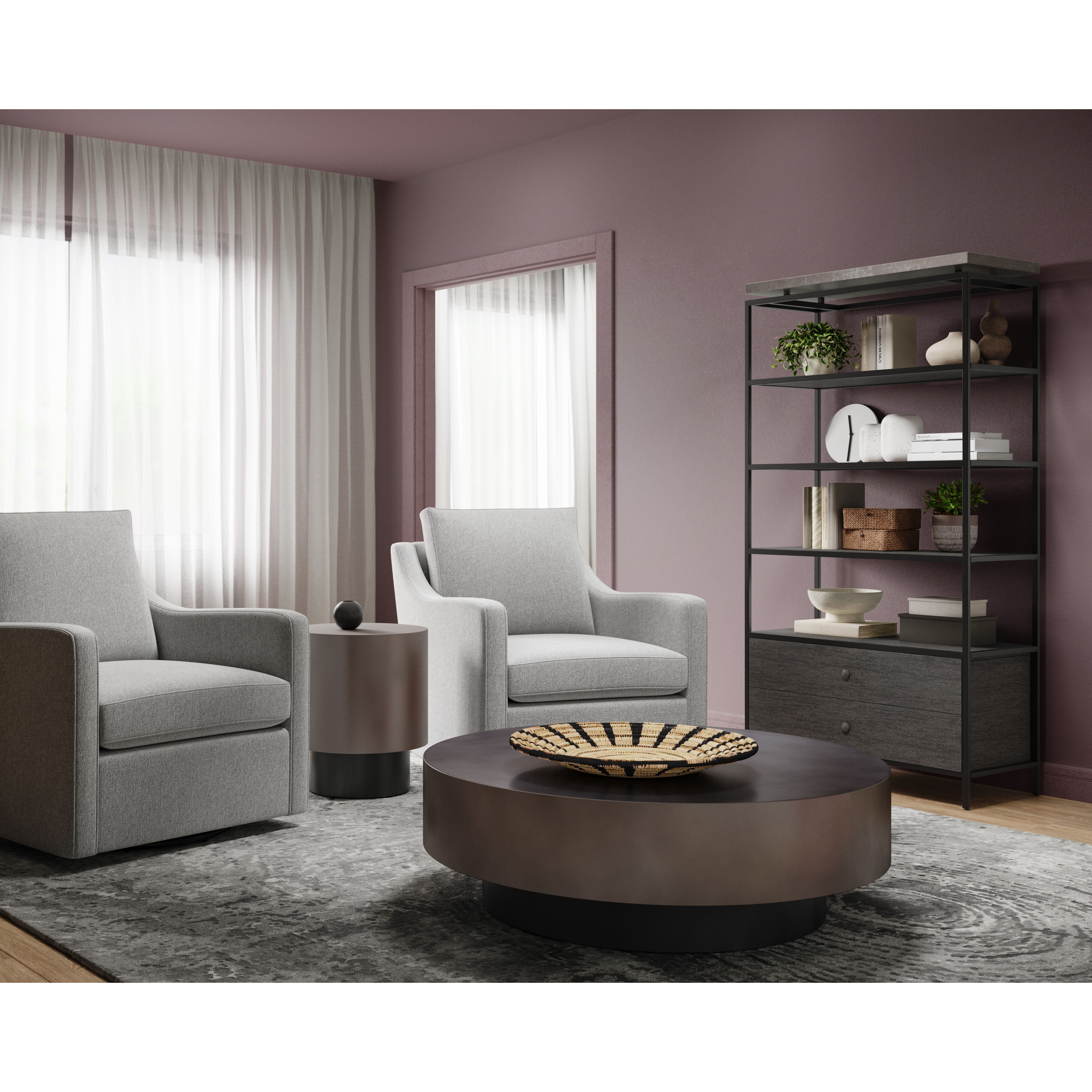 Norwood Grey / Black Bookcase