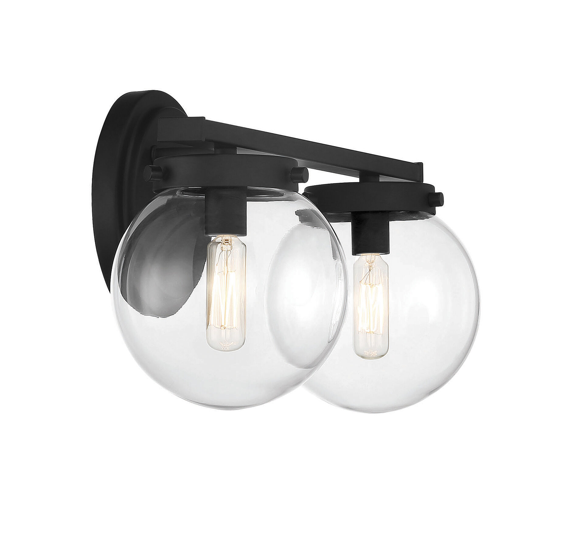 Mid-Century Modern 2 Light 16 inch Matte Black Bathroom Vanity Light Wall Light