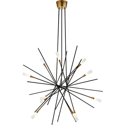 Chapman & Myers Stellar LED 38.25 inch Matte Black and Antique Brass Chandelier Ceiling Light, Large