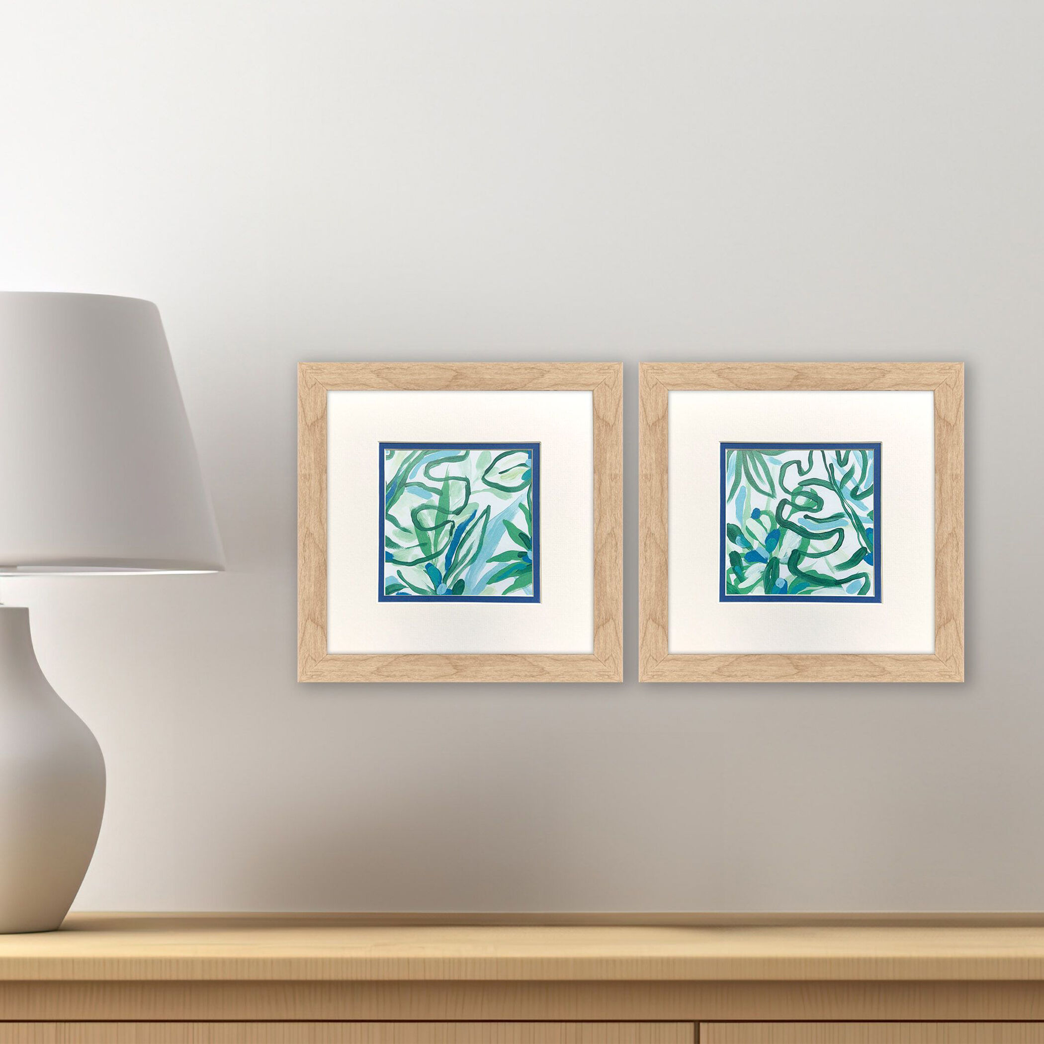 Jungle Melody Blue and Green Framed Art, Propac