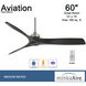 Aviation 60 inch Brushed Nickel/Coal with Coal Blades Ceiling Fan