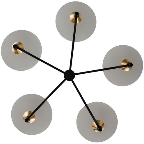 Redding LED 31 inch Matte Black with White and Brass Accent Chandelier Ceiling Light