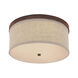 Midtown 3 Light 16 inch Burnished Bronze Flush Mount Ceiling Light in Light Tan Fabric Shade