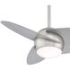Slant 36 inch Brushed Steel with Silver Blades Ceiling Fan