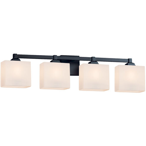 Fusion LED 33 inch Matte Black Bath Bar Wall Light in 2800 Lm LED, Opal, Rectangle, Rectangle
