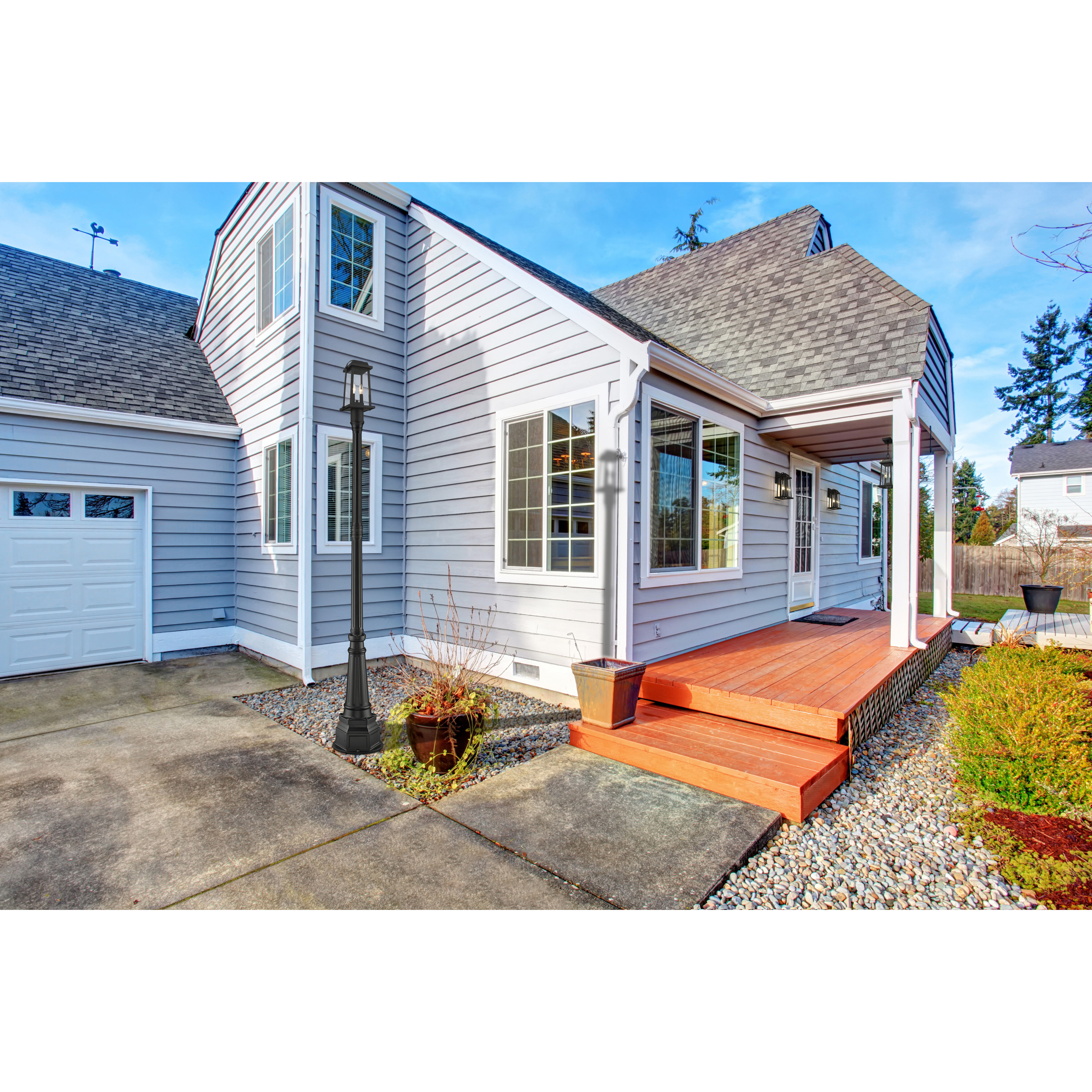 Millworks 2 Light 97 inch Black Outdoor Post Mounted Fixture