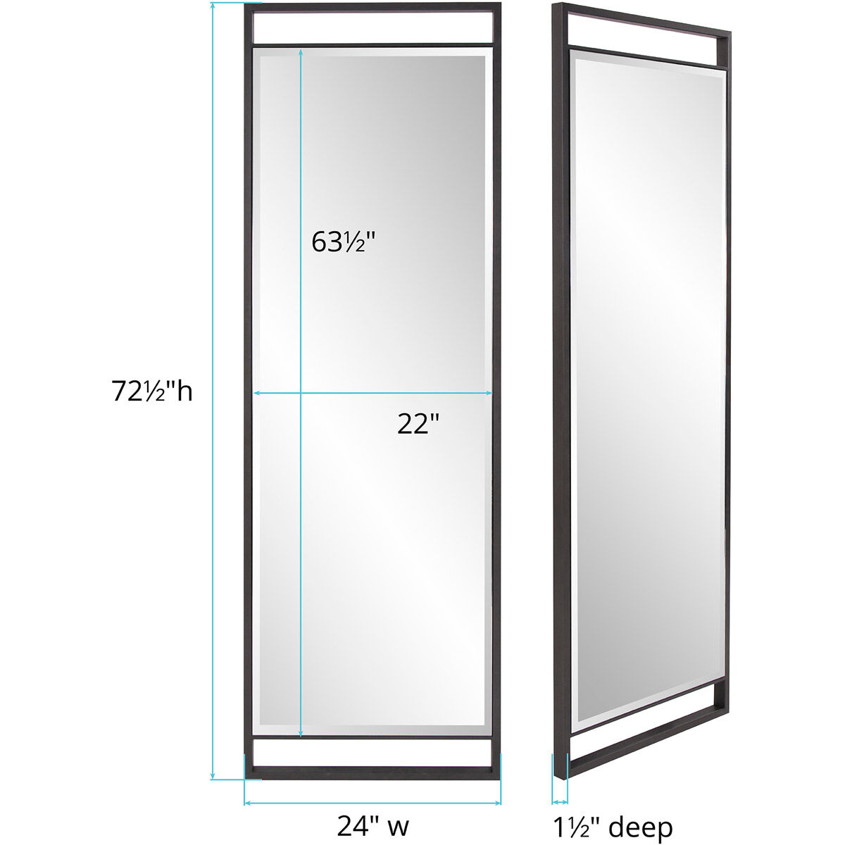 Edison 72 X 24 inch Graphite Wall Mirror